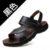 男士 软凉底加跟厚防水拖鞋 真皮牛皮户沙外滩鞋 高档鞋 高耐磨凉鞋