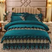 高档牛奶水晶绒床罩裙款 四件套珊瑚床绒厚法兰莱加双面绒床单绒被