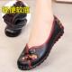 女鞋 高档025夏季 2大码 覆民古族风格 中年母亲鞋 软底舒皮适真平底鞋