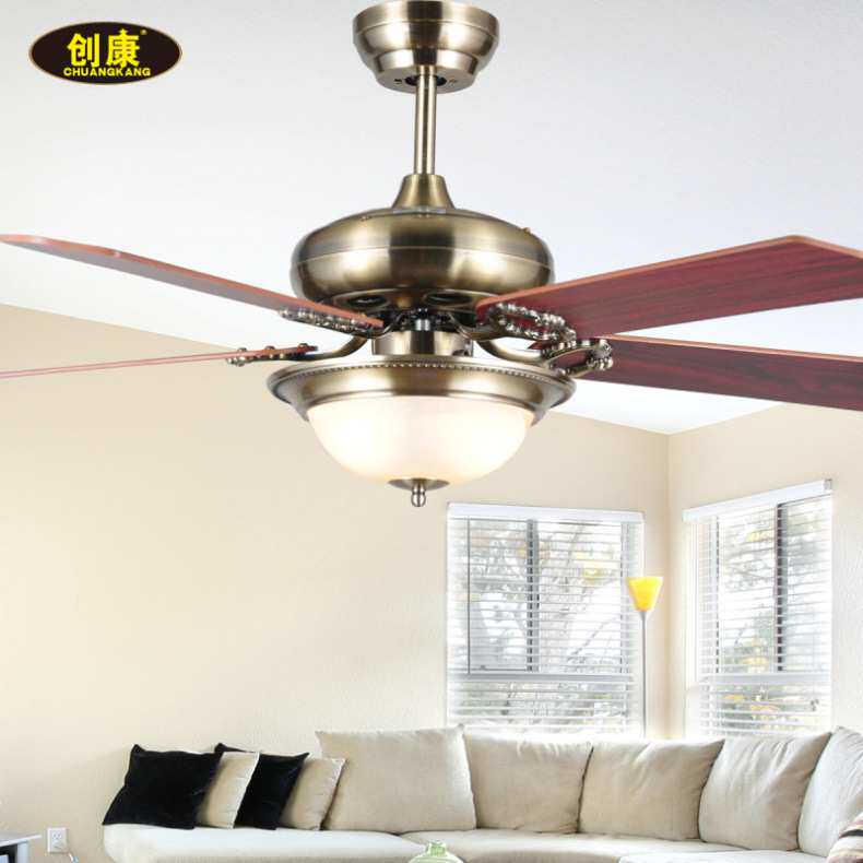 创康吊扇灯102A 餐厅简约风扇灯 木叶装饰带灯吊扇灯 LED风扇灯