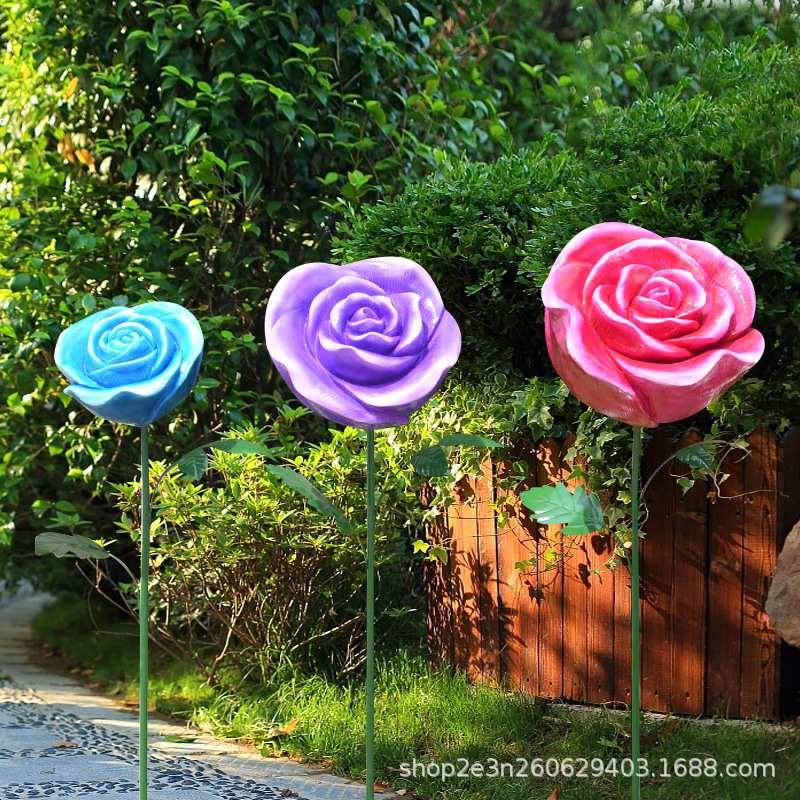 户外园林摆件仿真植物花朵雕塑公园庭院玫瑰花向日葵菊花景观装饰