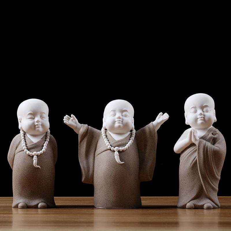 创意陶瓷六小和尚摆件 可爱少林小沙弥家居客厅茶桌装饰工艺礼品