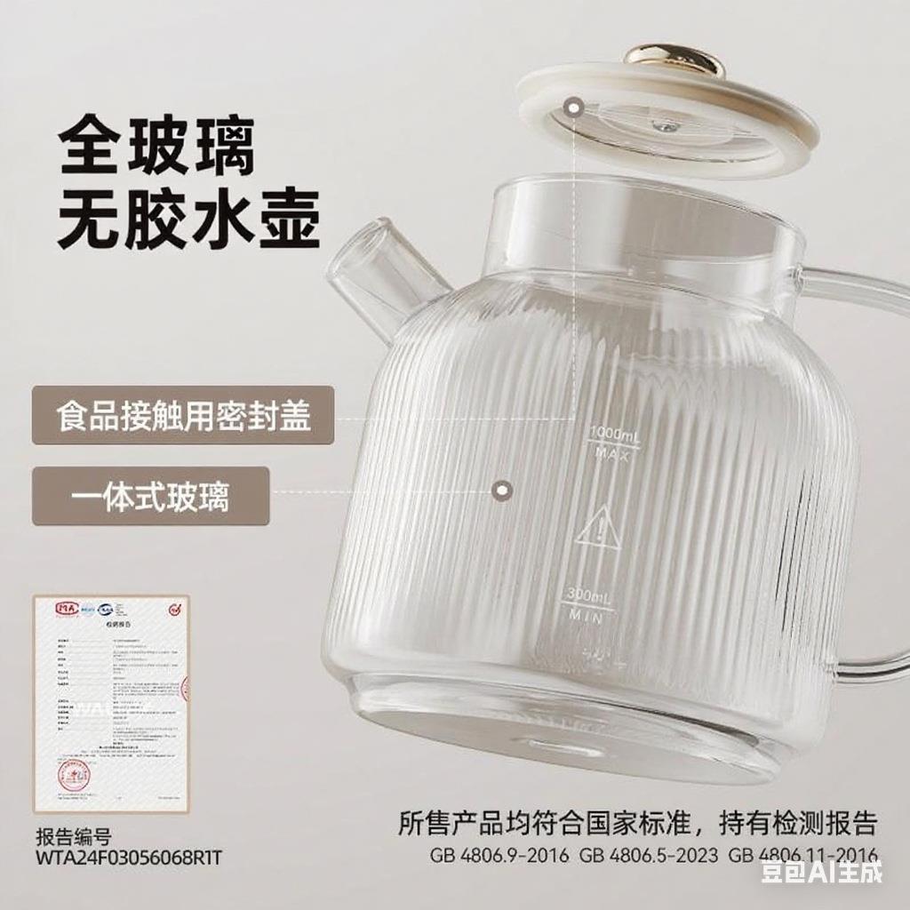 无胶水全生玻养壶璃炖煮一体小型办公室煮茶壶XH-D20烧纯玻璃电水