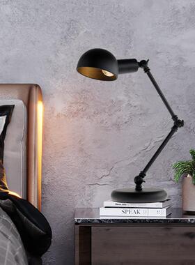 美业式乡村L床oft工风格卧室头金摇TL102属书房阅读护眼臂LED复古