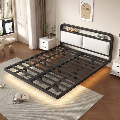 铁艺床悬01206浮床架架不锈钢排榻骨现代简约?无床头榻米单人床双