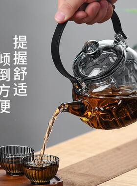 水硼硅玻璃蒸煮养生现货00222茶壶提梁耐壶高温烧壶围炉煮茶高器