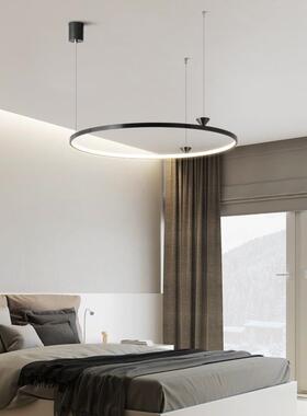 办极灯简创意20715轻奢风圆环吊灯客厅餐桌公室卧室黑色全铜LED环