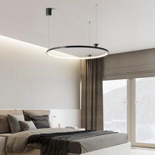 办极灯简创意20715轻奢风圆环吊灯客厅餐桌公室卧室黑色全铜LED环