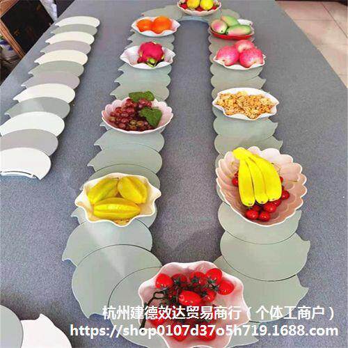 家用长方形长默认项桌旋转手盘椭动圆形聚餐会餐桌餐盘标配转白色