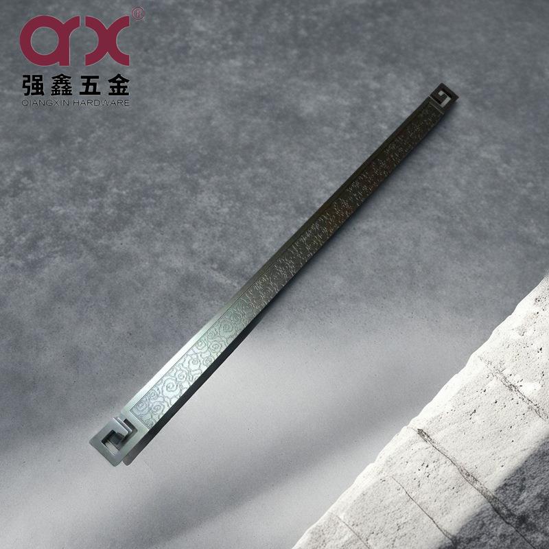 中式玻璃色大门手红古铜拉铝合大XHK门把手精雕铝拉手长条中古金