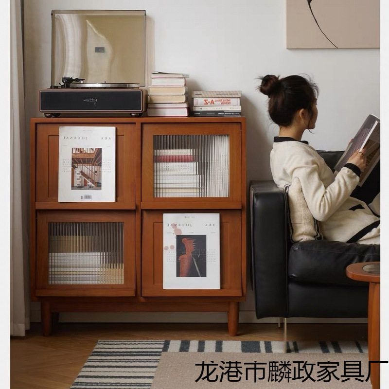 简约复古实木书柜客厅沙发边柜杂志柜卧室收纳柜储物柜厨房餐台柜