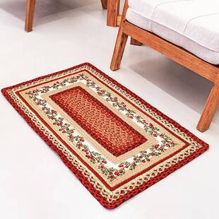 黄麻手工织地垫饰长方形防地垫滑垫门厅垫入户门垫家编用装垫耐脏