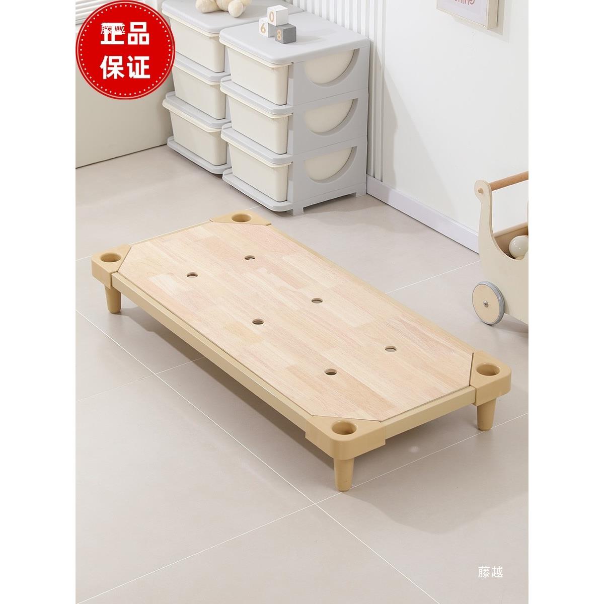 幼儿园儿童滚塑料单折床床叠午睡床加厚人木板午休床叠床放见描述