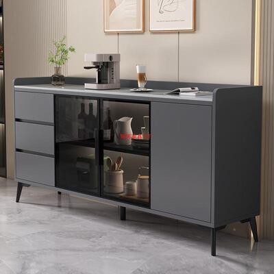 岩板餐边柜代约轻奢储实木厨房客NGG厅酒店现家简用靠墙茶水物柜