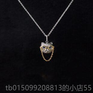 正品由子野丨动骨物系列丨原蓝宝石猫咪项炼纯银锁炼小众女高级创