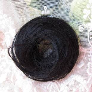 正品推髻荐!真发发花发半丸子头皮筋花假头发圈盘发蓬松自然苞高