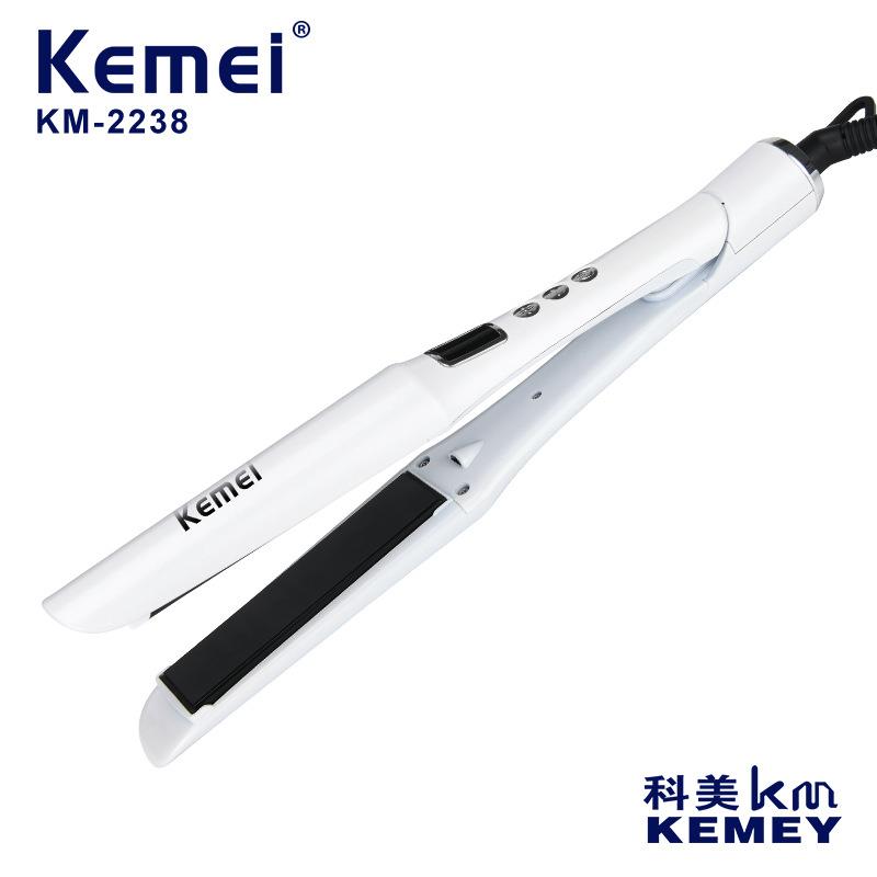 科美直发器KM-2238速热恒温护发LCE液晶数显宿舍家用夹板卷发器