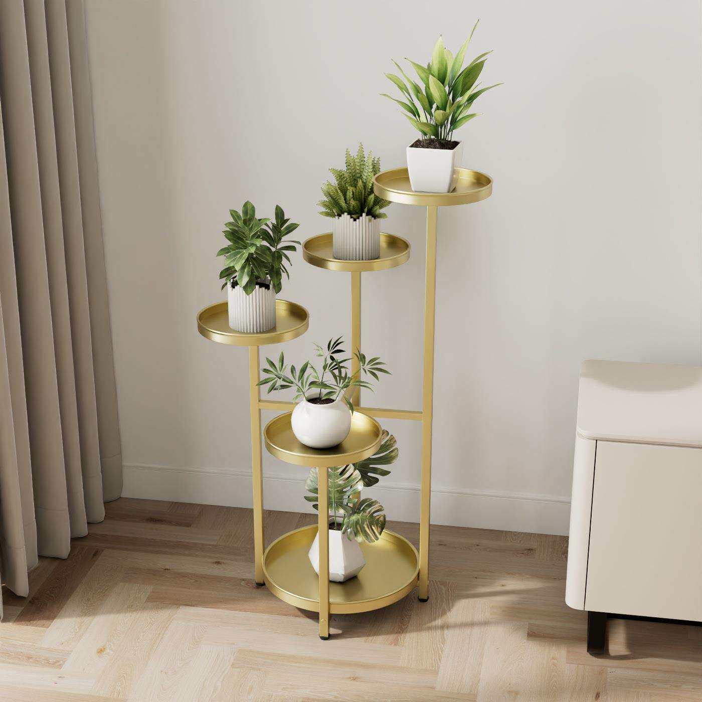 简约设计落地式多层花架子客厅铁艺错层花架阳台绿植架室内置物架