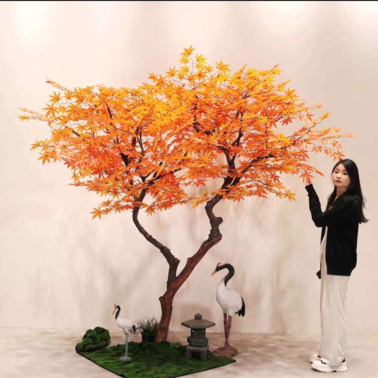 红枫树仿真树大型假树造景禅意庭院工程装饰造型枫叶植物景观橱窗