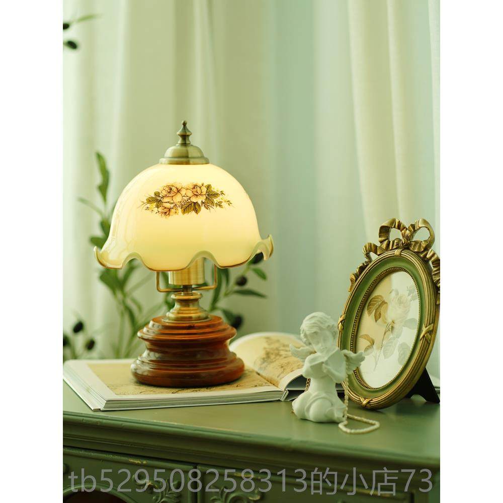 高档日星云灯饰月迷风你复古中古实木法式美欧式式床头卧室玻璃小,家装灯饰光源,装饰台灯,淘宝优惠券,粉丝福利购,淘宝优惠卷