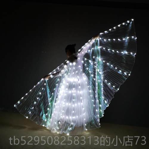 高档彩雷D帝杰LE发光彩色翅肚皮舞舞蹈成人演出服少膀儿童五金翅