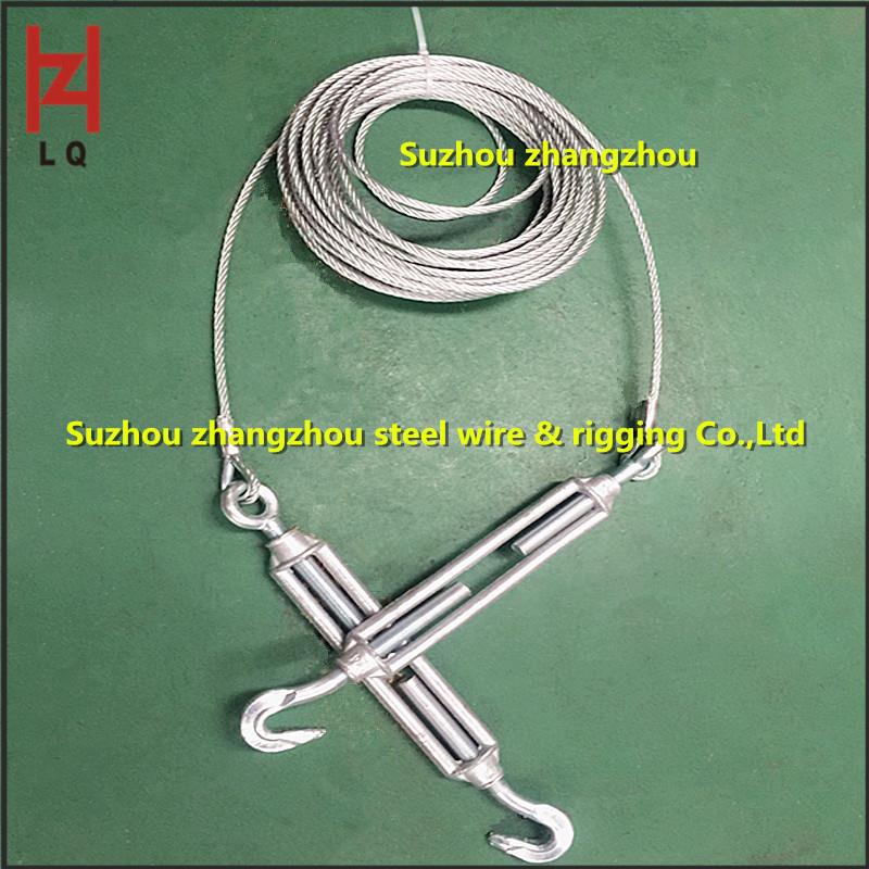 丝张周钢丝绳索具锌压镀制钢丝绳索扣190具配带花篮螺旋钢绳锁具
