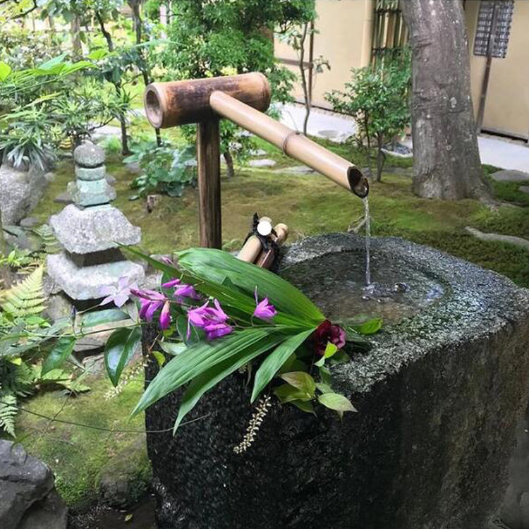 竹子流水器养鱼水循环摆件竹筒竹排水景庭院日式景观花园造景惊鹿