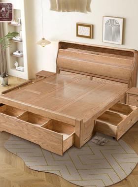 全实木白蜡木框18米主.BSX卧双人储物床1架人.5米卧室简约单实木