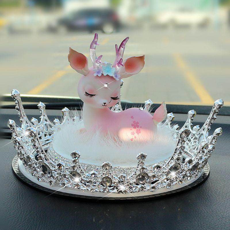 件一路平安鹿高汽车内装饰品摆34中台车载用品镶钻车上女控神款档