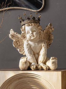 客厅人电视A2115柜白色装饰天使摆件树复脂古做旧爱可物雕塑雕像