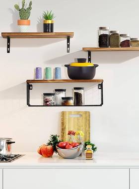 村风格浮动架壁挂CSQ式木质浴乡室架带纸存储木篮制板悬浮置隔物