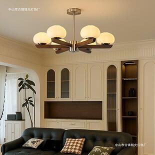 古风客厅吊灯新款美式主复44679古实中木大厅灯主卧室餐厅层书房
