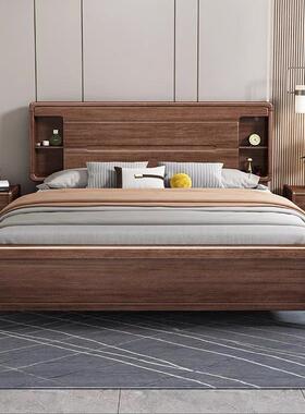 新中式WNS-T121式胡桃木床实木床1.8米双床中1.5米单人家人用气压