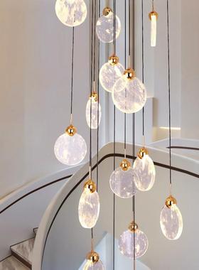 梯间灯长吊18625灯l小oft复式灯客厅后现代简约创楼意轻奢云彩水