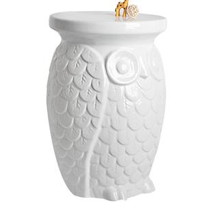 猫头鹰瓷鼓内动物陶造型复古鼓墩鼓椅圆墩家ZVS用工艺品凳室外摆