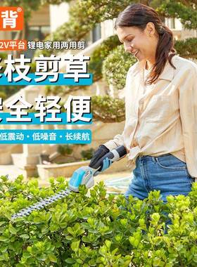 红背小型轻修剪机锂电剪草机便DEA电动草绿篱篱修枝草坪割草绿除