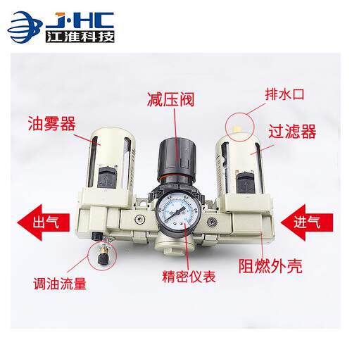 亚德客气处理器三联件ACAC2000-0200-002过型滤器油水源分离器自