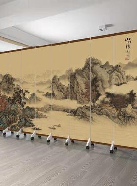 中CNK动式屏风隔断客厅遮挡卧室玄关可移叠墙办公水室山折画仿古