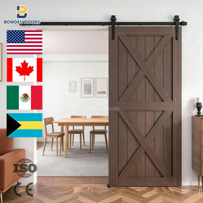 美式室内免漆谷仓门推拉平移木门Custom Wheel Sliding Barn Door
