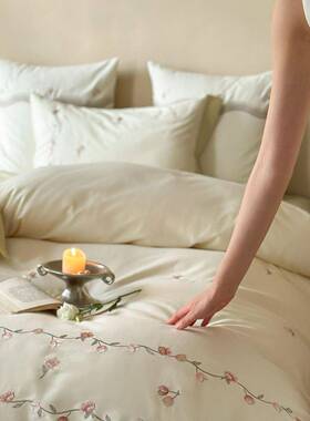 高端100s长绒贡缎厚磨毛四件套全JXL棉秋加纯棉床单被套棉床冬上