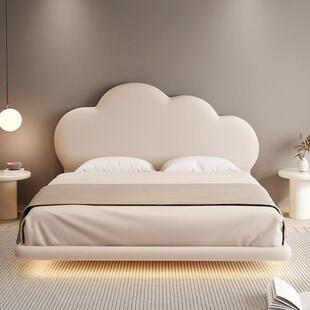 法式奶油床风儿代童悬床浮女孩公主床儿童房EDF小现简约科技布云