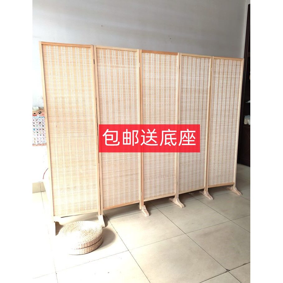 中式竹编屏风隔断简约现代客厅卧室遮挡家用折叠移动办公实木折屏