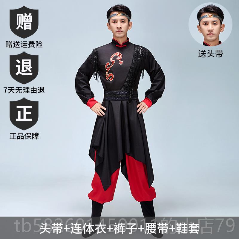 高档2024服新款成高端蒙古男士舞蹈演出服族装蒙白马剧目人服练功