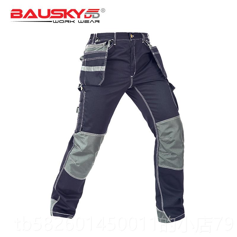 高档bausk多ydd保基工装兜T工/C混纺男作裤春秋安防长裤耐磨世结图片