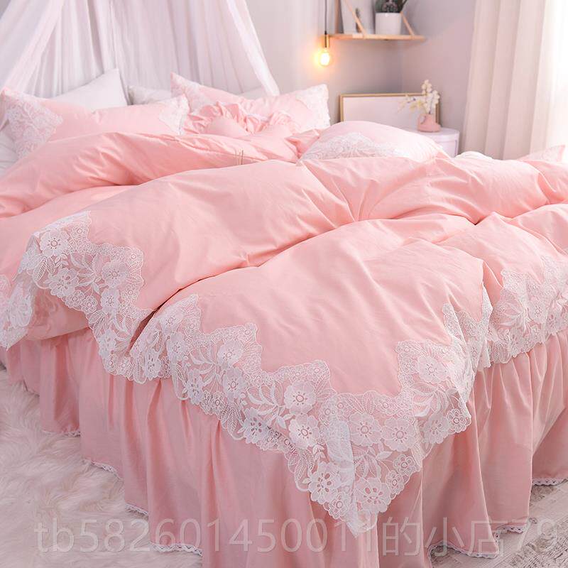 高档ins网红床单四件套春纯棉床全棉白色被蕾丝套裙公主风夏床上