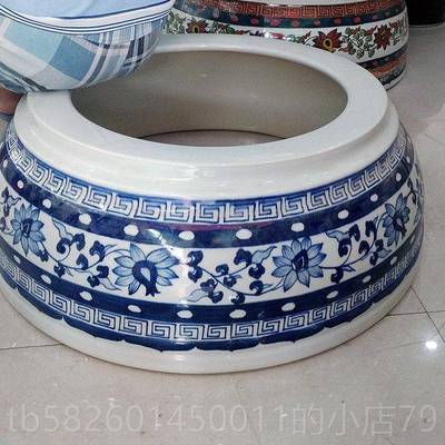 高档景德镇陶锦瓷器手绘底座鱼缸花花盆瓷脚子瓷金鲤睡架莲荷缸底