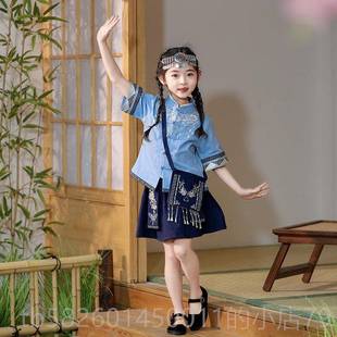 高档广西壮族儿女童黎舞服装三蹈月三男童苗族侗族族少数民族演出