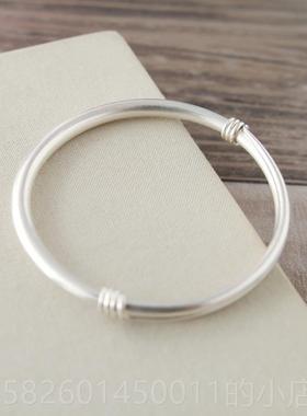 高档999纯银原文送艺螺旋口圆手创镯礼女友送闺蜜物