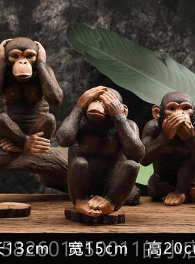 高档旧欧动物装饰摆件仿真大猩猩咖工啡厅酒吧办公室复古怀树式脂