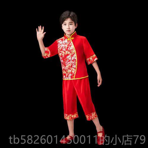 高档六一开新国款儿童秧出歌舞蹈演服民族幼儿舞蹈喜庆门红男女中